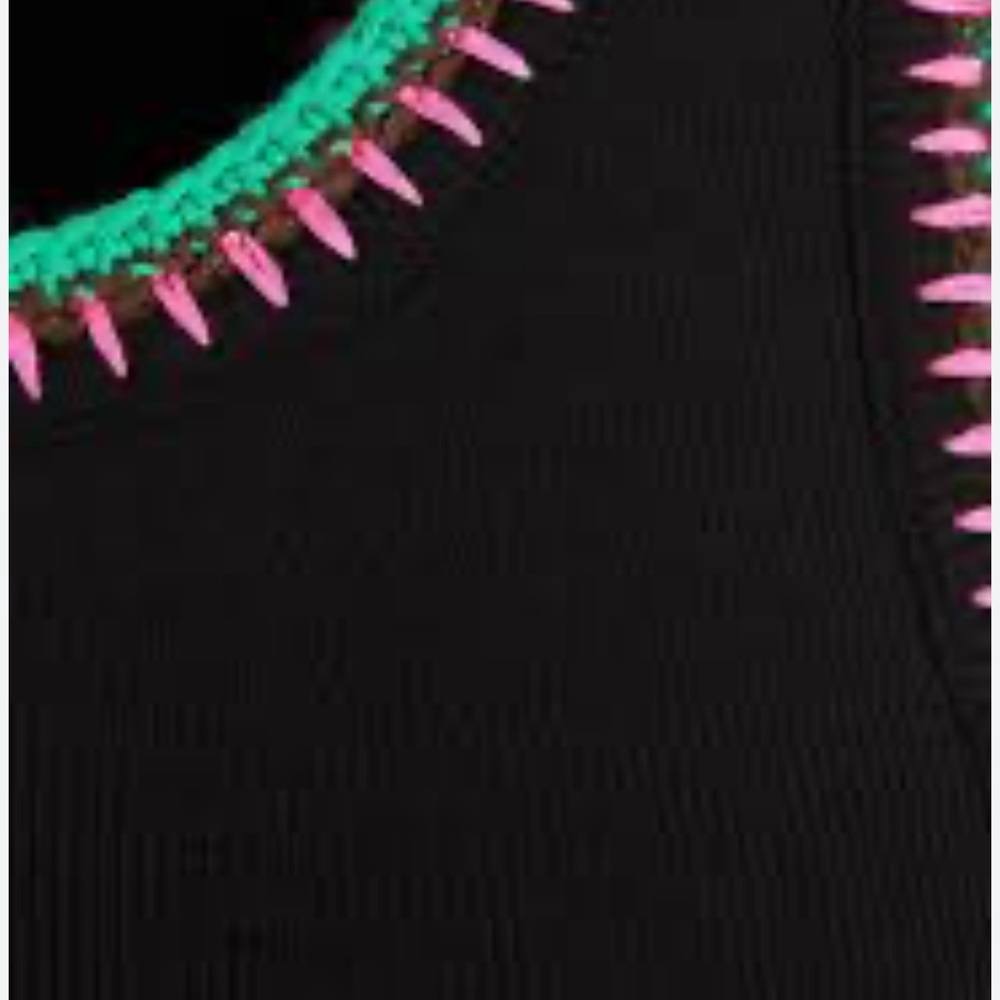 Frame Denim Black Dress with Pink and Green Accents